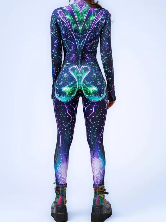 Cyberpunk Combinaisons zentai motifs Halloween Combinaison zentai pour femme style punk hyun couleur