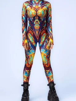 Cyberpunk Combinaisons zentai motifs Halloween Combinaison zentai pour femme style punk hyun couleur