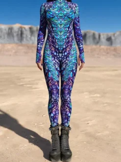 Cyberpunk Combinaisons zentai motifs Halloween Combinaison zentai pour femme style punk hyun couleur