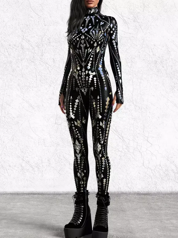 Cyberpunk Combinaisons zentai motifs Halloween Combinaison zentai pour femme style punk hyun couleur
