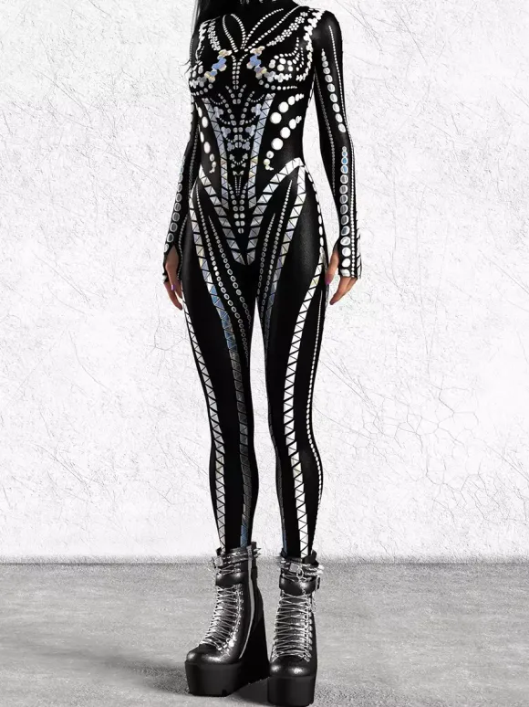 Cyberpunk Combinaisons zentai motifs Halloween Combinaison zentai pour femme style punk hyun couleur