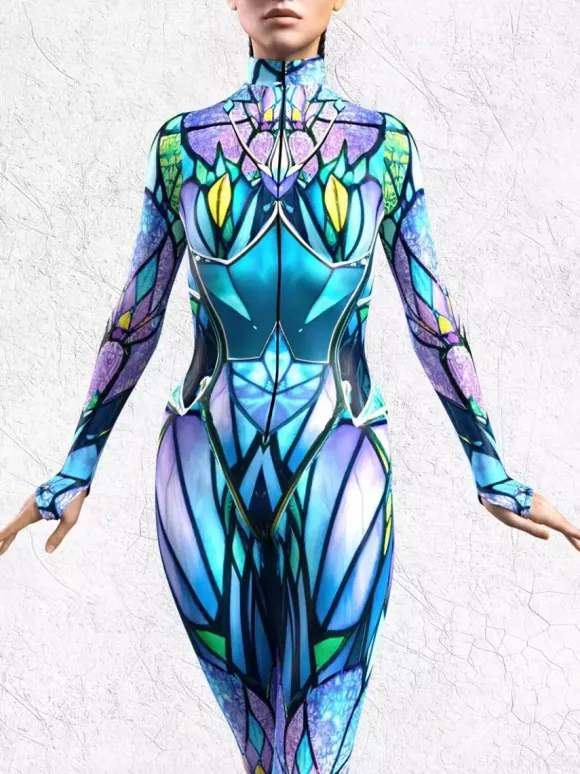 Cyberpunk Combinaisons zentai motifs Halloween Combinaison zentai pour femme style punk hyun couleur