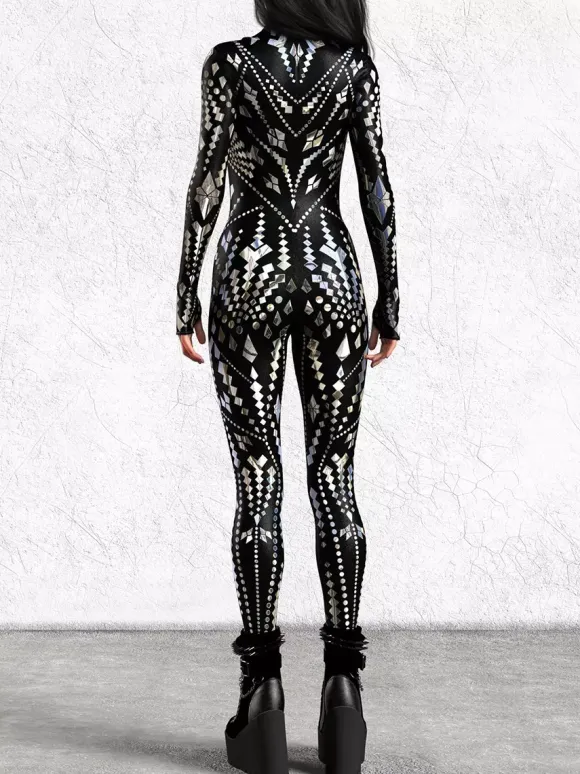 Cyberpunk Combinaisons zentai motifs Halloween Combinaison zentai pour femme style punk hyun couleur