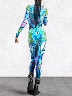 Cyberpunk Combinaisons zentai motifs Halloween Combinaison zentai pour femme style punk hyun couleur