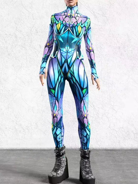 Cyberpunk Combinaisons zentai motifs Halloween Combinaison zentai pour femme style punk hyun couleur