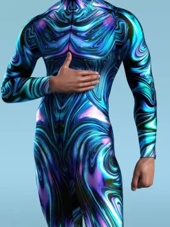 Cyberpunk Combinaisons zentai motifs Halloween Combinaison Zentai pour enfants hommes et femmes costume slim imprimé multicolore tenue de fête de festival fermeture éclair sur le devant