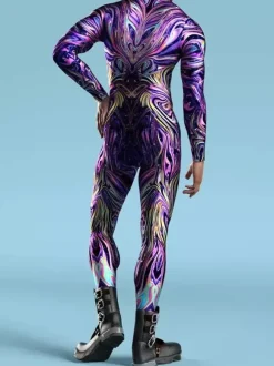 Cyberpunk Combinaisons zentai motifs Halloween Combinaison Zentai pour enfants hommes et femmes costume slim imprimé multicolore tenue de fête de festival fermeture éclair sur le devant