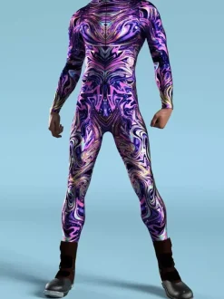 Cyberpunk Combinaisons zentai motifs Halloween Combinaison Zentai pour enfants hommes et femmes costume slim imprimé multicolore tenue de fête de festival fermeture éclair sur le devant