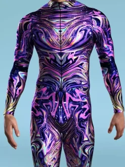 Cyberpunk Combinaisons zentai motifs Halloween Combinaison Zentai pour enfants hommes et femmes costume slim imprimé multicolore tenue de fête de festival fermeture éclair sur le devant
