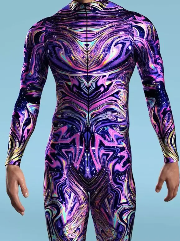 Cyberpunk Combinaisons zentai motifs Halloween Combinaison Zentai pour enfants hommes et femmes costume slim imprimé multicolore tenue de fête de festival fermeture éclair sur le devant
