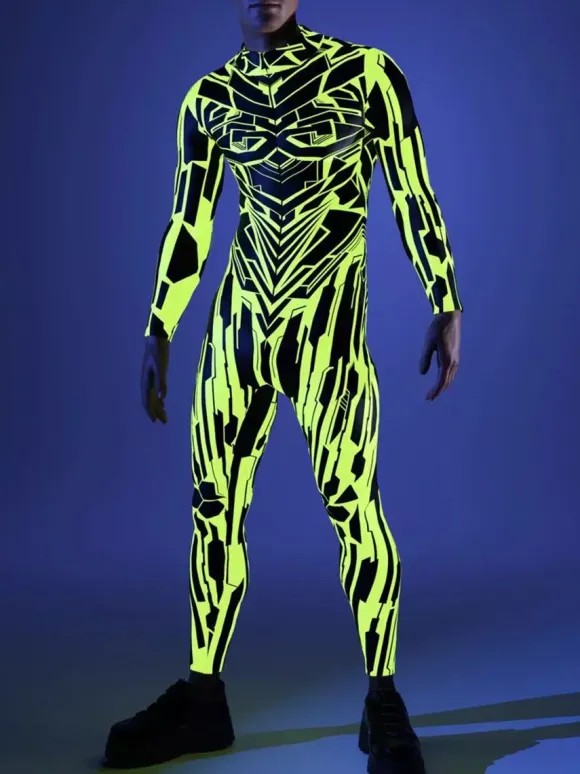 Cyberpunk Combinaisons zentai motifs Halloween Combinaison Zentai pour enfants hommes et femmes costume slim imprimé multicolore tenue de fête de festival fermeture éclair sur le devant