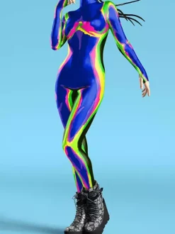 Cyberpunk Combinaisons zentai motifs Halloween Combinaison rouge pour femme imprimé thermique cosplay costume d'Halloween body moulant taille L