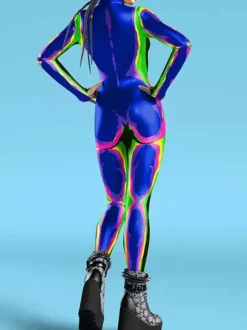 Cyberpunk Combinaisons zentai motifs Halloween Combinaison rouge pour femme imprimé thermique cosplay costume d'Halloween body moulant taille L