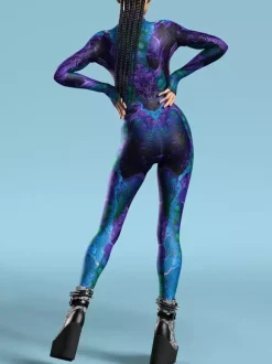 Cyberpunk Combinaisons zentai motifs Halloween Combinaison rouge pour femme imprimé thermique cosplay costume d'Halloween body moulant taille L
