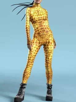 Cyberpunk Combinaisons zentai motifs Halloween Combinaison rouge pour femme imprimé thermique cosplay costume d'Halloween body moulant taille L