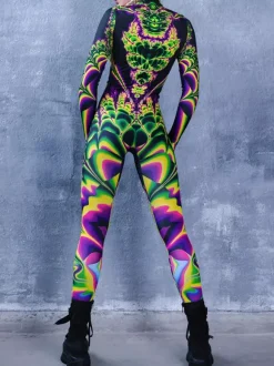 Cyberpunk Combinaisons zentai motifs Halloween Combinaison sexy pour femme motif papillon couleur unie pour Halloween pour adultes taille haute sport cosplay
