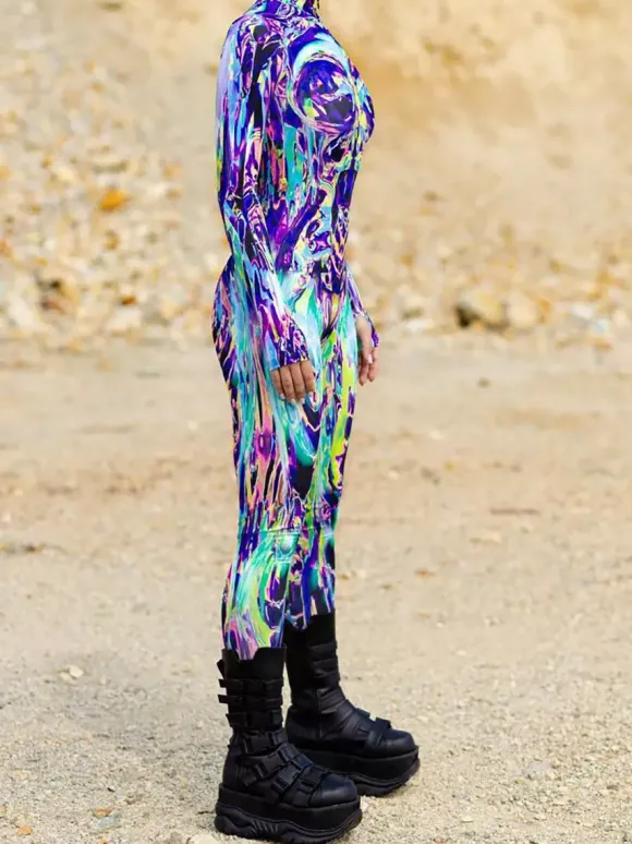 Cyberpunk Combinaisons zentai motifs Halloween Combinaison sexy pour femme motif papillon couleur unie pour Halloween pour adultes taille haute sport cosplay