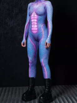 Cyberpunk Combinaisons zentai motifs Halloween Combinaison sexy pour femme motif papillon couleur unie pour Halloween pour adultes taille haute sport cosplay