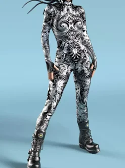 Cyberpunk Combinaisons zentai motifs Halloween Combinaison zentai pour adulte imprimé écailles de poisson lycra et spandex costumes sexy