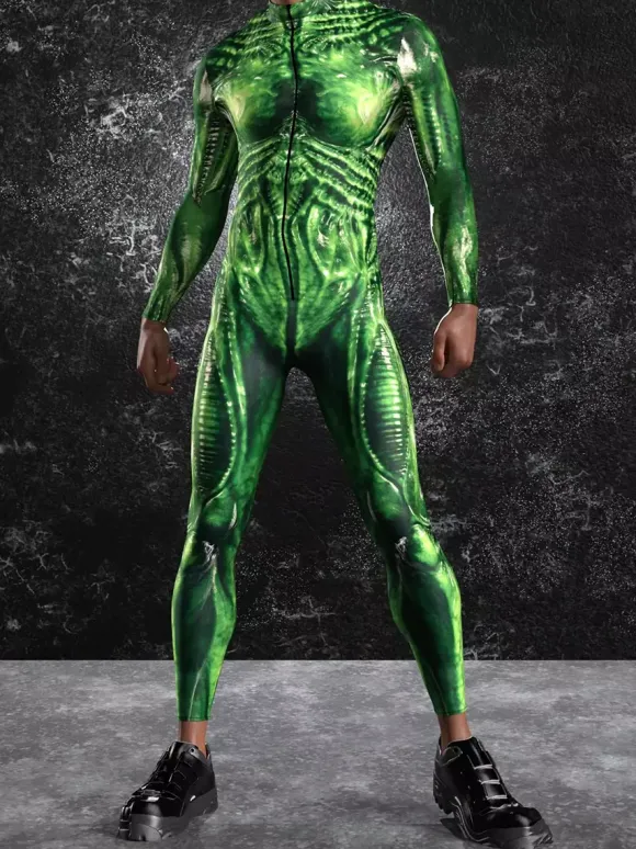 Cyberpunk Combinaisons zentai motifs Halloween Combinaison zentai colorée de science-fiction pour adulte tenue cyberpunk Burning Man fête de vacances tenues de couple rave