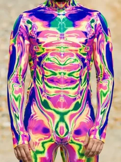 Cyberpunk Combinaisons zentai motifs Halloween Combinaison zentai colorée de science-fiction pour adulte tenue cyberpunk Burning Man fête de vacances tenues de couple rave
