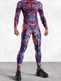 Cyberpunk Combinaisons zentai motifs Halloween Combinaison zentai colorée de science-fiction pour adulte tenue cyberpunk Burning Man fête de vacances tenues de couple rave