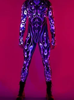 Cyberpunk Combinaisons zentai motifs Halloween Combinaison zentai colorée de science-fiction pour adulte tenue cyberpunk Burning Man fête de vacances tenues de couple rave