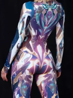 Cyberpunk Combinaisons zentai motifs Halloween Combinaisons de cosplay pour adultes personnages d'anime imprimé numérique 3D body caitsuit costumes de scène pour spectacle de yoga aérien