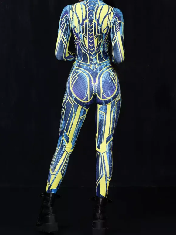 Cyberpunk Combinaisons zentai motifs Halloween Combinaisons de cosplay pour adultes personnages d'anime imprimé numérique 3D body caitsuit costumes de scène pour spectacle de yoga aérien