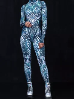 Cyberpunk Combinaisons zentai motifs Halloween Combinaisons de cosplay pour adultes personnages d'anime imprimé numérique 3D body caitsuit costumes de scène pour spectacle de yoga aérien