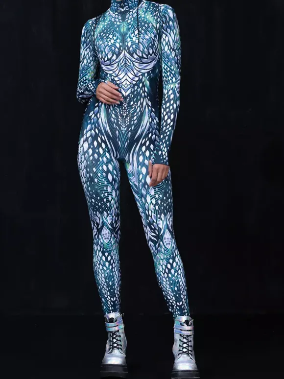 Cyberpunk Combinaisons zentai motifs Halloween Combinaisons de cosplay pour adultes personnages d'anime imprimé numérique 3D body caitsuit costumes de scène pour spectacle de yoga aérien