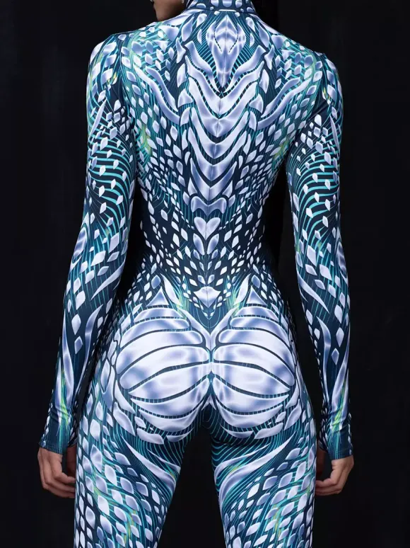 Cyberpunk Combinaisons zentai motifs Halloween Combinaisons de cosplay pour adultes personnages d'anime imprimé numérique 3D body caitsuit costumes de scène pour spectacle de yoga aérien