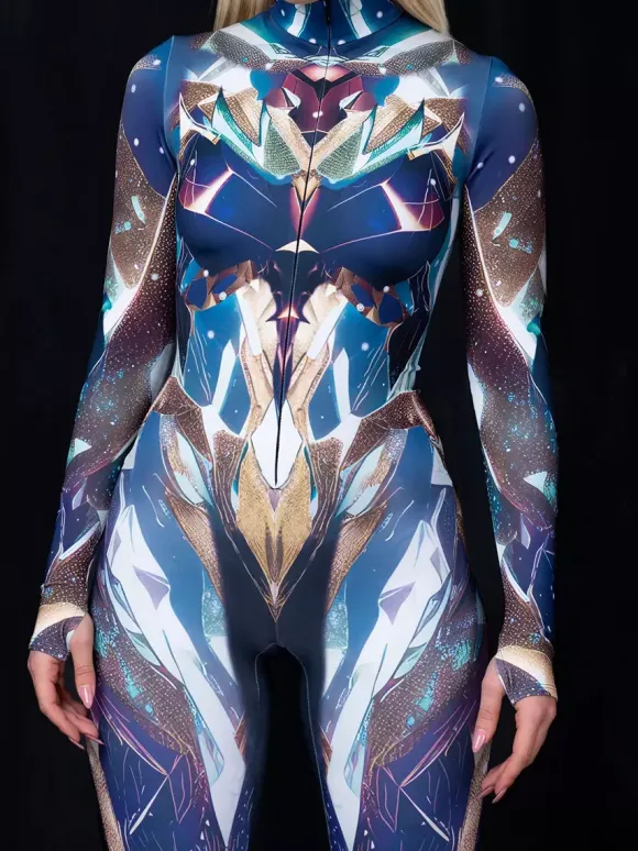 Cyberpunk Combinaisons zentai motifs Halloween Combinaisons de cosplay pour adultes personnages d'anime imprimé numérique 3D body caitsuit costumes de scène pour spectacle de yoga aérien