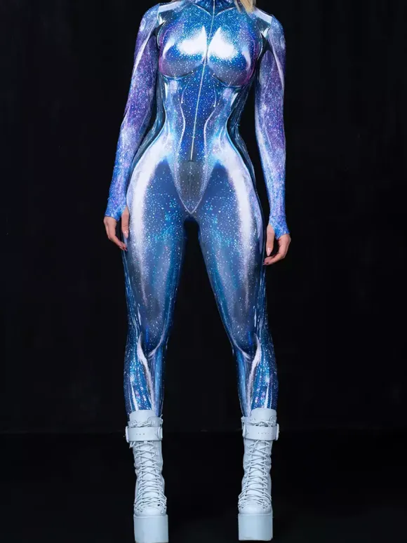 Cyberpunk Combinaisons zentai motifs Halloween Combinaison Caitsuit pour adulte personnage d'anime cosplay combinaison imprimée numérique 3D tenue de scène pour spectacle de yoga aérien