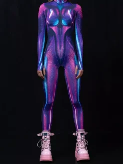Cyberpunk Combinaisons zentai motifs Halloween Combinaison Caitsuit pour adulte personnage d'anime cosplay combinaison imprimée numérique 3D tenue de scène pour spectacle de yoga aérien