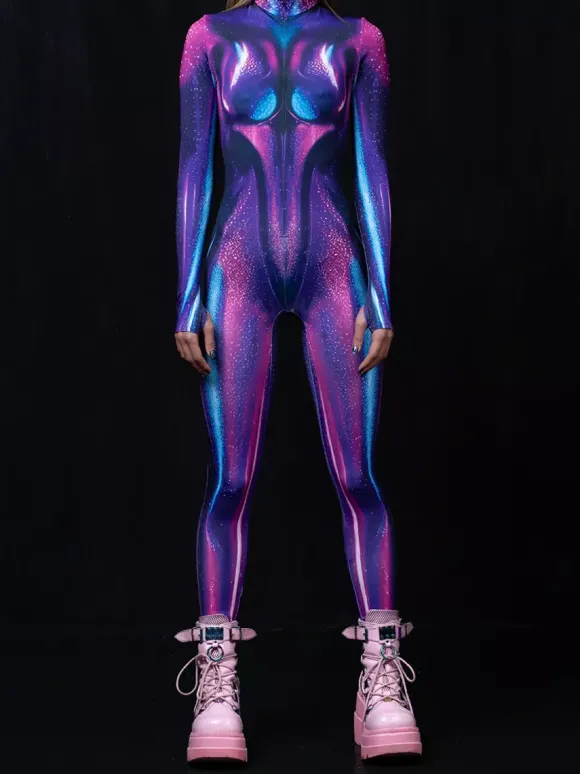 Cyberpunk Combinaisons zentai motifs Halloween Combinaison Caitsuit pour adulte personnage d'anime cosplay combinaison imprimée numérique 3D tenue de scène pour spectacle de yoga aérien