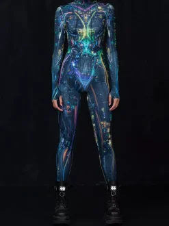 Cyberpunk Combinaisons zentai motifs Halloween Combinaison Caitsuit pour adulte personnage d'anime cosplay combinaison imprimée numérique 3D tenue de scène pour spectacle de yoga aérien
