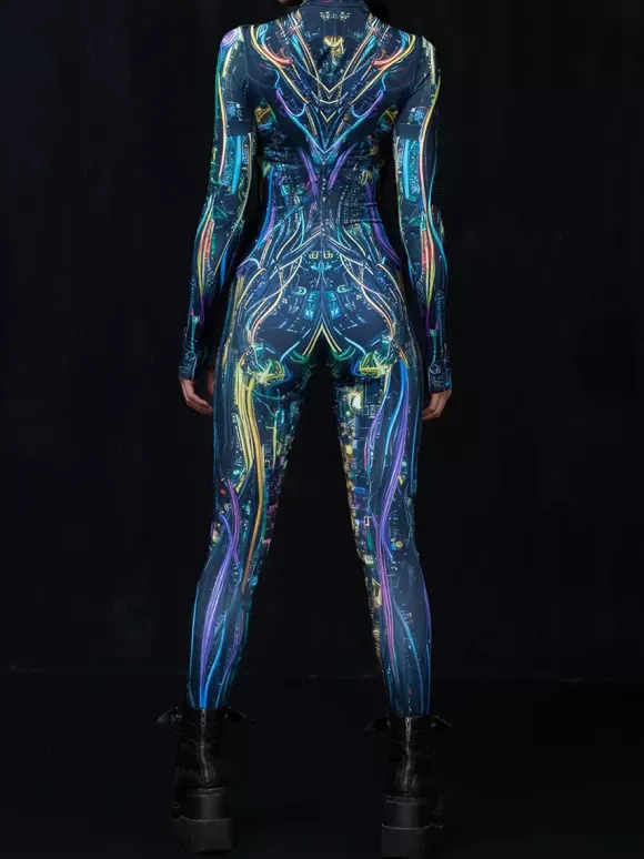 Cyberpunk Combinaisons zentai motifs Halloween Combinaison Caitsuit pour adulte personnage d'anime cosplay combinaison imprimée numérique 3D tenue de scène pour spectacle de yoga aérien
