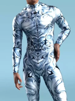 Cyberpunk Combinaisons zentai motifs Halloween Combinaison d'Halloween imprimée en 3D body robot costume de cosplay combinaison squelette pour homme vêtements de fête barboteuse élastique pour carnav