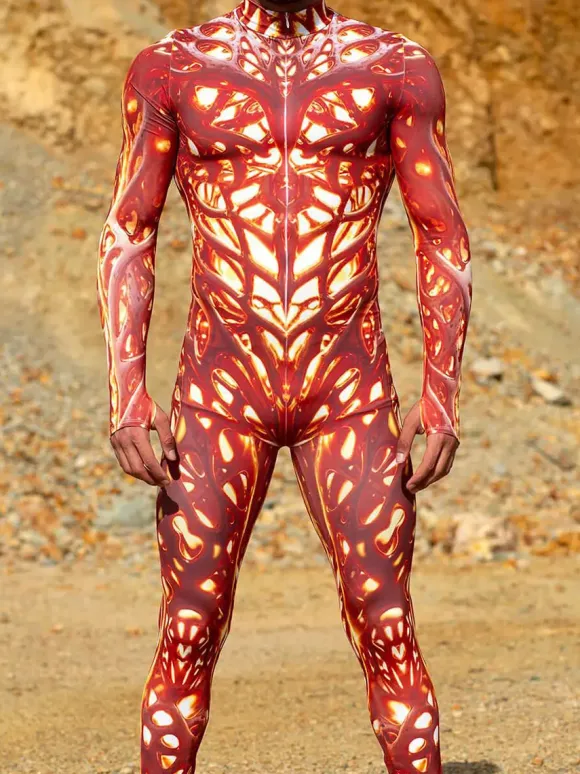 Cyberpunk Combinaisons zentai motifs Halloween Combinaison d'Halloween imprimée en 3D body robot costume de cosplay combinaison squelette pour homme vêtements de fête barboteuse élastique pour carnav