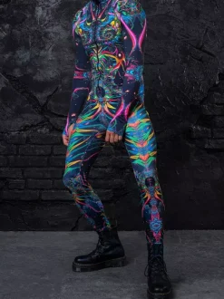 Cyberpunk Combinaisons zentai motifs Halloween Combinaison d'Halloween imprimée en 3D body robot costume de cosplay combinaison squelette pour homme vêtements de fête barboteuse élastique pour carnav