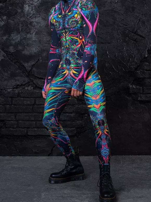 Cyberpunk Combinaisons zentai motifs Halloween Combinaison d'Halloween imprimée en 3D body robot costume de cosplay combinaison squelette pour homme vêtements de fête barboteuse élastique pour carnav