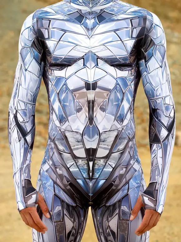 Cyberpunk Combinaisons zentai motifs Halloween Combinaison d'Halloween imprimée en 3D body robot costume de cosplay combinaison squelette pour homme vêtements de fête barboteuse élastique pour carnav