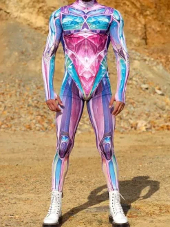Cyberpunk Combinaisons zentai motifs Halloween Combinaison d'Halloween imprimée en 3D body robot costume de cosplay combinaison squelette pour homme vêtements de fête barboteuse élastique pour carnav