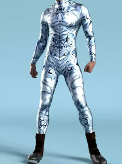 Cyberpunk Combinaisons zentai motifs Halloween Combinaison d'Halloween imprimée en 3D body robot costume de cosplay combinaison squelette pour homme vêtements de fête barboteuse élastique pour carnav