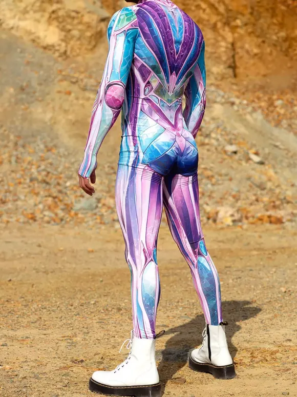 Cyberpunk Combinaisons zentai motifs Halloween Combinaison d'Halloween imprimée en 3D body robot costume de cosplay combinaison squelette pour homme vêtements de fête barboteuse élastique pour carnav