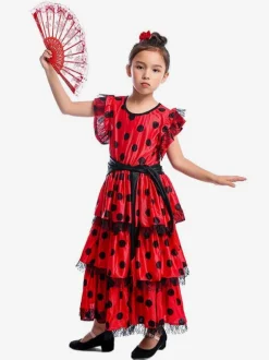 Danse Flamenco Enfants Espagnol Costume De Corrida Rouge Paso Doble Dancing Déguisements Halloween Robe de Princesse Fille