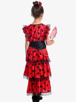 Danse Flamenco Enfants Espagnol Costume De Corrida Rouge Paso Doble Dancing Déguisements Halloween Robe de Princesse Fille