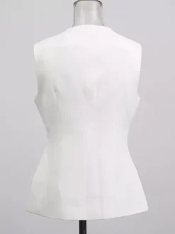 Débardeur blanc à col bijou et boutons chics pour femmes