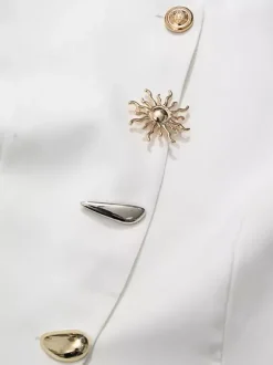 Débardeur blanc à col bijou et boutons chics pour femmes